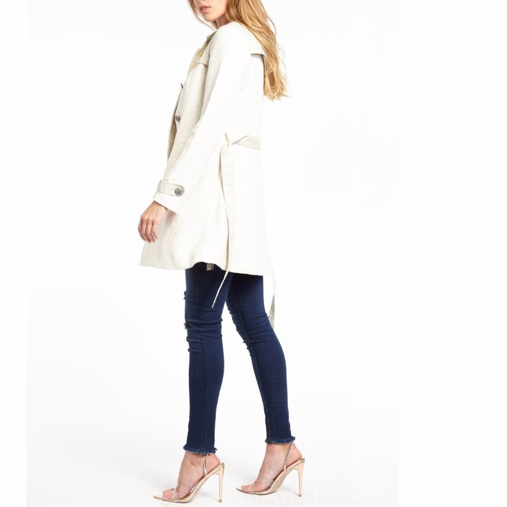 Aratta Jordan B Coat NWT • Large • Lace Long Sleeve Belt Pockets White Fall - Picture 6 of 7